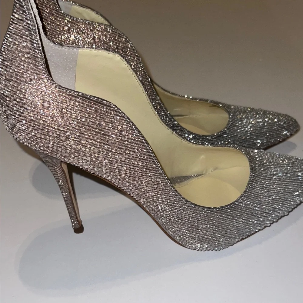 Women's Jessica Simpson Sparkling Silver Heels 8.5 - Picture 4 of 7